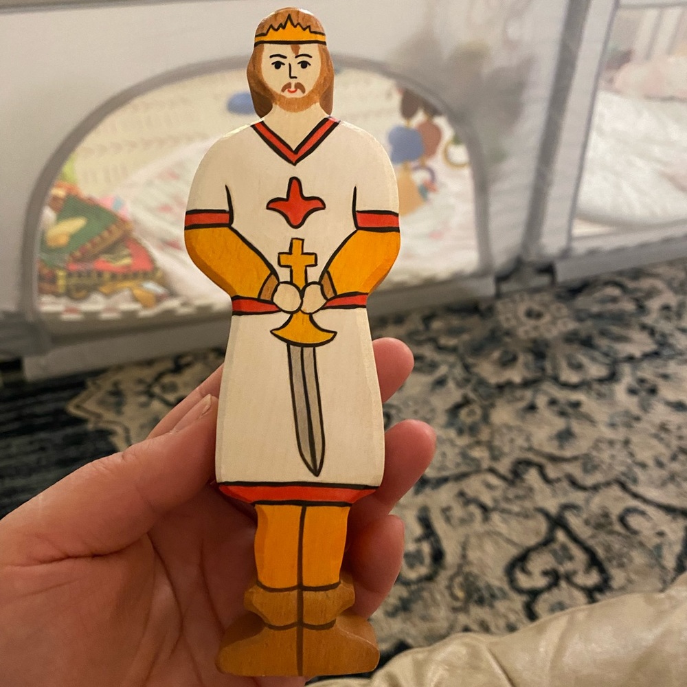 SOLD Large Holtztiger castle play knight wooden toy